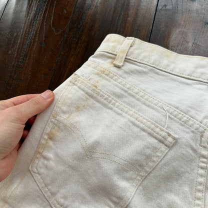 Vintage 80s Levis 501 USA 30x24 Tag Jeans 80s White Bleach Wash Act Worn Capri