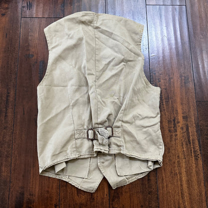 VTG Male Vest Adult Beige Canvas 60s 70s Shooting Hunting buckle back