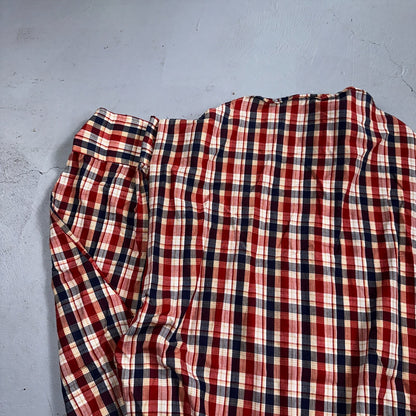 Sears VTG Western Wear L Plaid Ranch Rodeo Shirt Jacket Pearl Snap Red 16