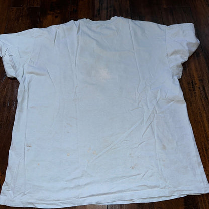 Champion Blue Basic Blank 80s USA Vintage T Shirt Single Stitch Thrashed Cool 2X