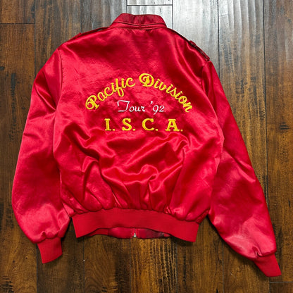 VTG 90s GTX Pacific Divison Satin Bomber Jacket USA Rare 80s ISCA Dale Arnold