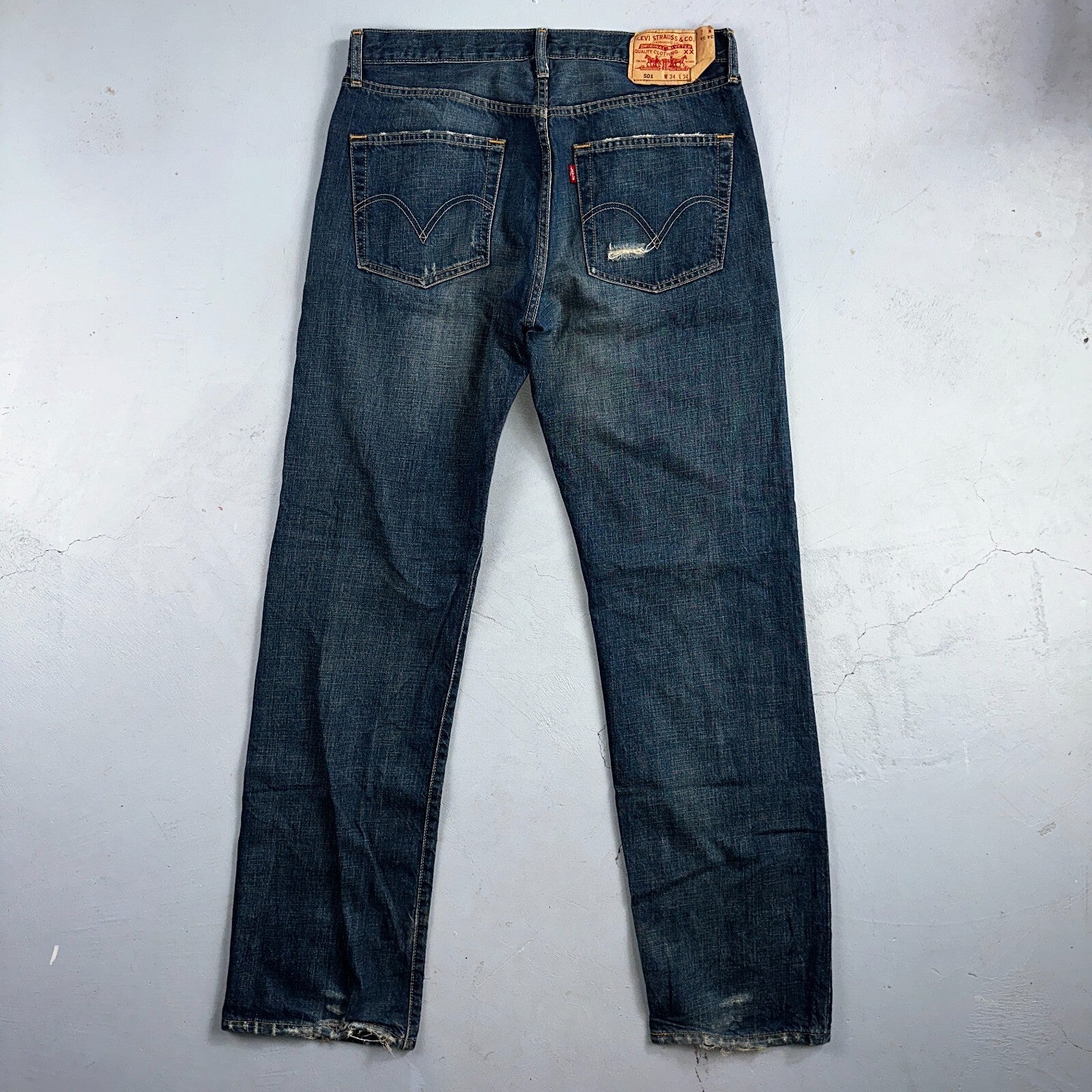 Levis 501 Vintage 90s XX Straight Leg Jeans Y2K Med Wash 34x34 Act 33x34