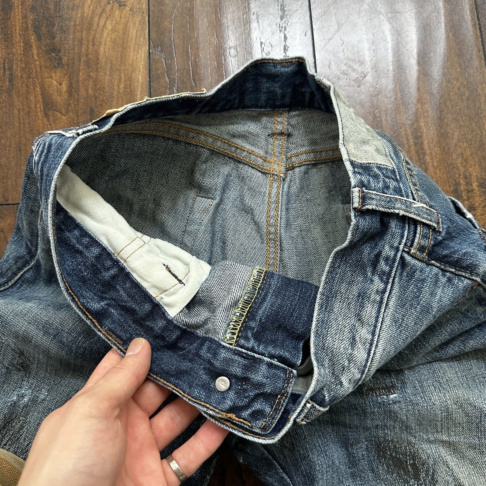 Levis LVC Big E Vintage Redline Selvedge Denim 505 Jeans USA Thrashed 28x34 501