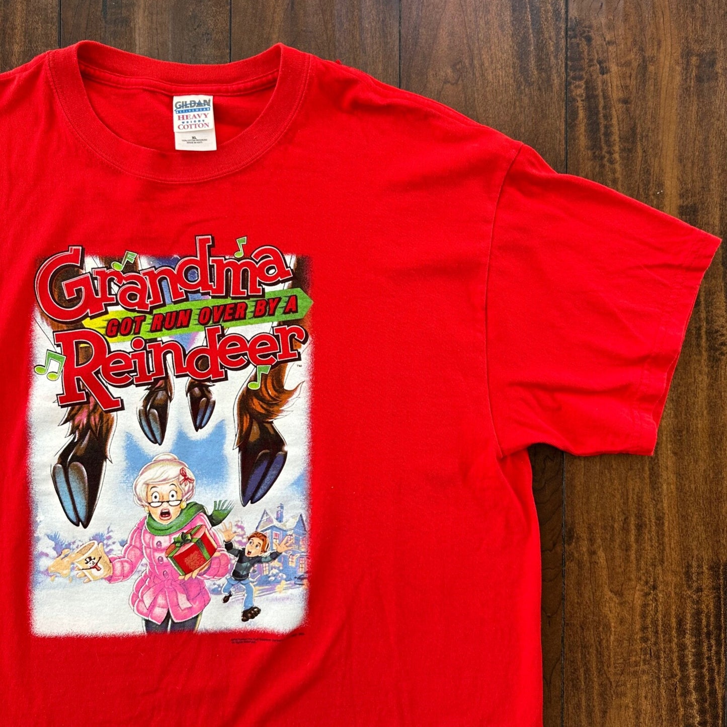 Christmas Grandma Got Ran Over By A Reindeer Vintage T Shirt Music Rap Movie TV