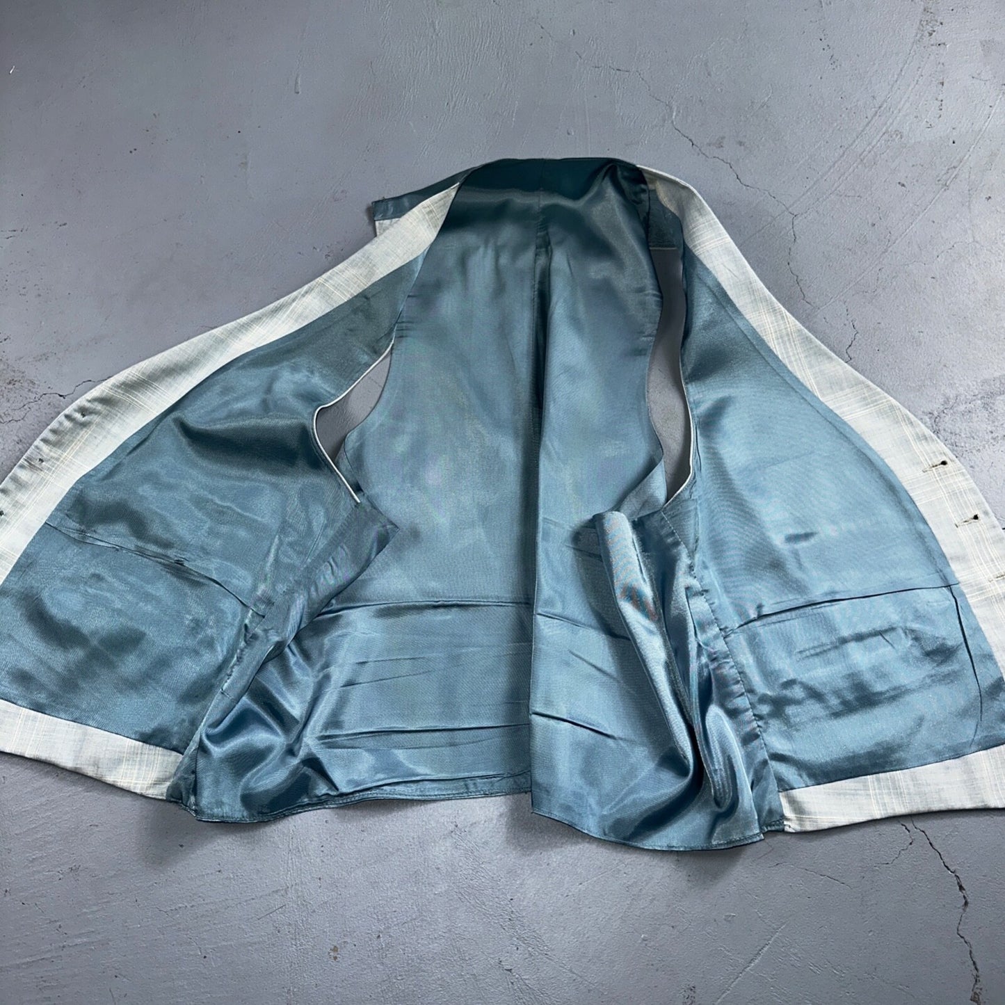 VTG Mens 3 PC Suit 44 Jacket Coat Pants Vest Plaid Rockabilly 70s Stained