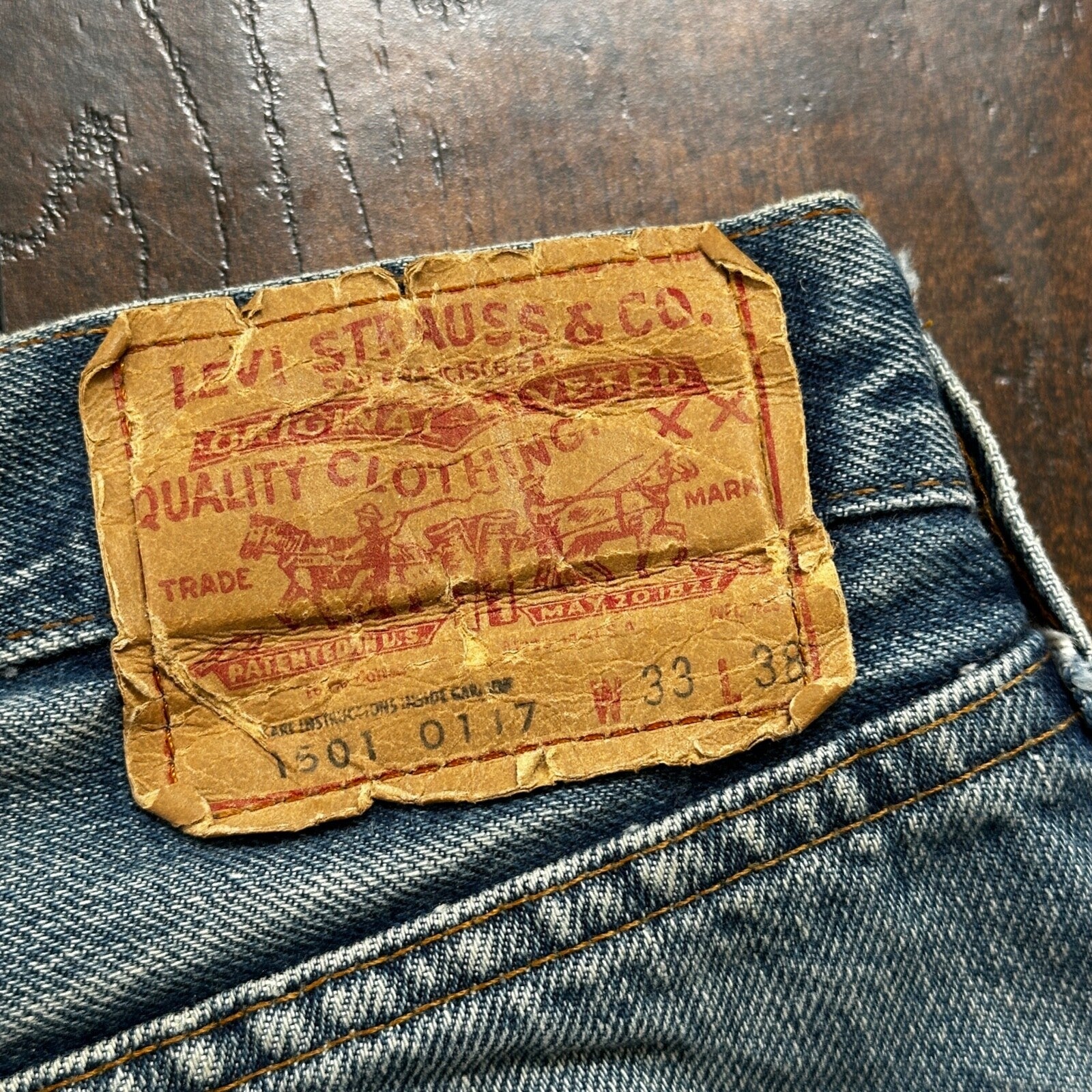Levis Vintage 80s Redline Selvedge USA 501 XX Jeans 66 70s Light 33x38 Act 30x33