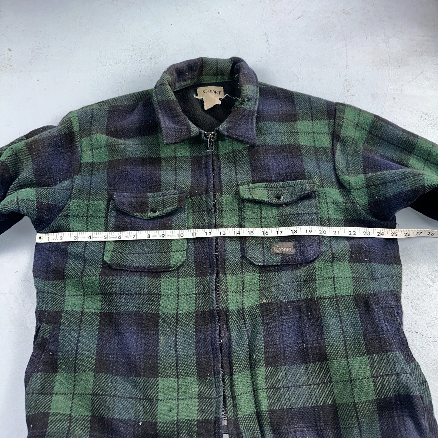 Vintage Codet Mens Shirt Jacket Plaid Blue Green Mackinaw Wool Shacket Size L