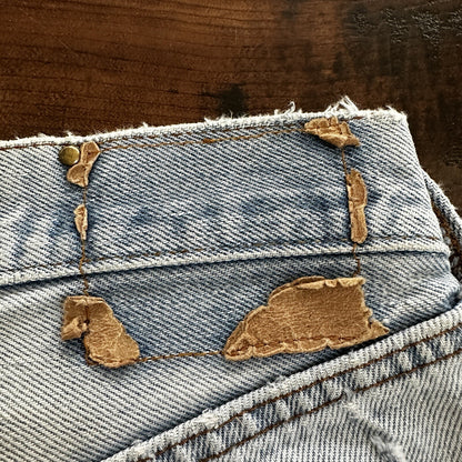 Levis Vintage 80s Redline Selvedge USA 501 Light Wash Blue Jeans 70s Act 29x33