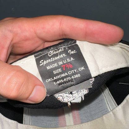 VTG Oregon State Beavers Hat Black Orange Fitted 7 3/8 USA Made OSU Classic Cap