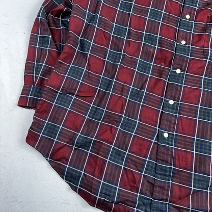 Vintage Polo Ralph Lauren Shirt Mens Large Red Blue Plaid Tilden Golf Crest