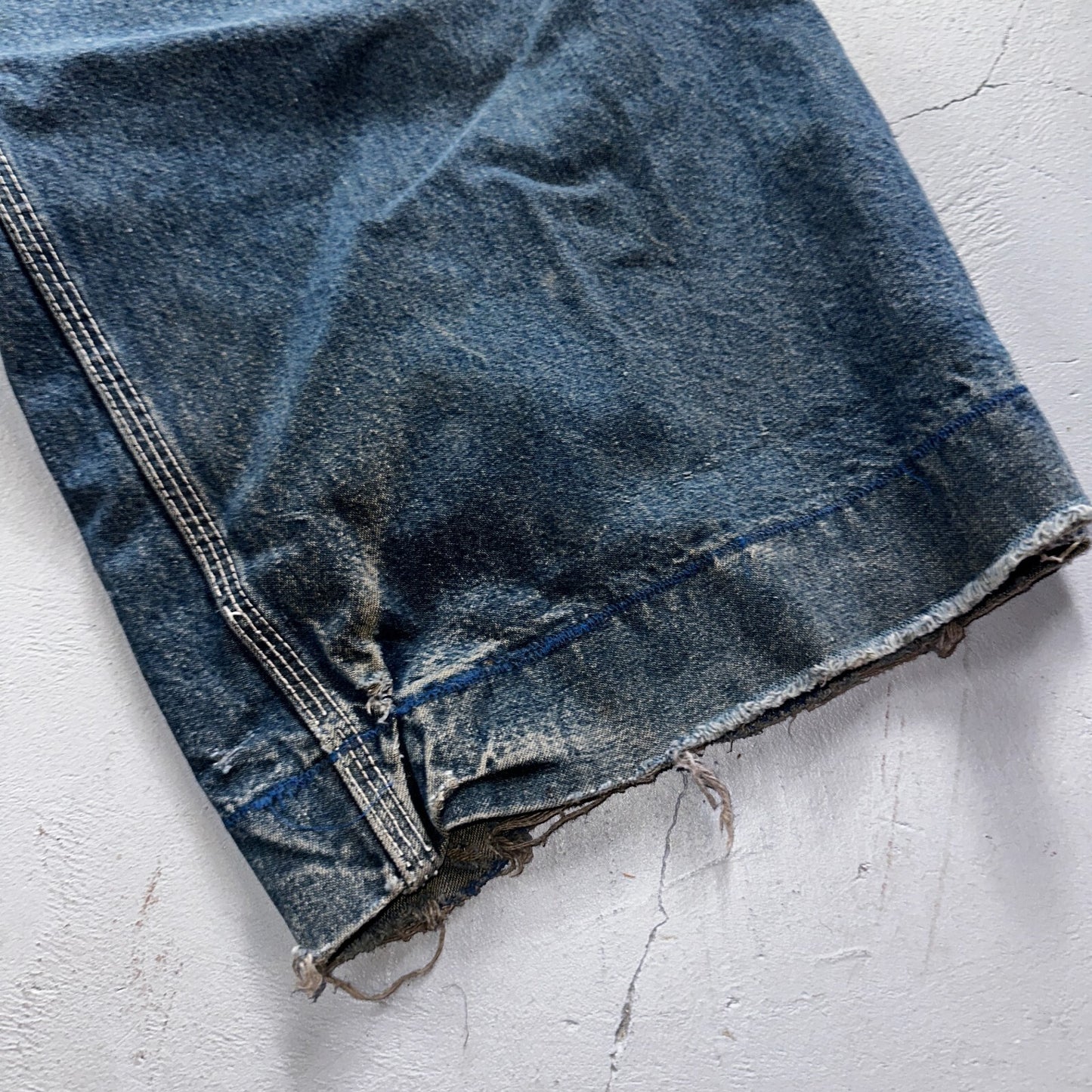 Dickies Vintage 70s Denim Bib Overalls 44x32 Carpenter Indigo Blue Workwear USED