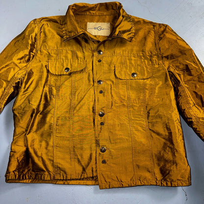 Romeo Gigli Yellow Gold Silk Button Jacket Shirt Blouse VTG Size 42 Italy RARE
