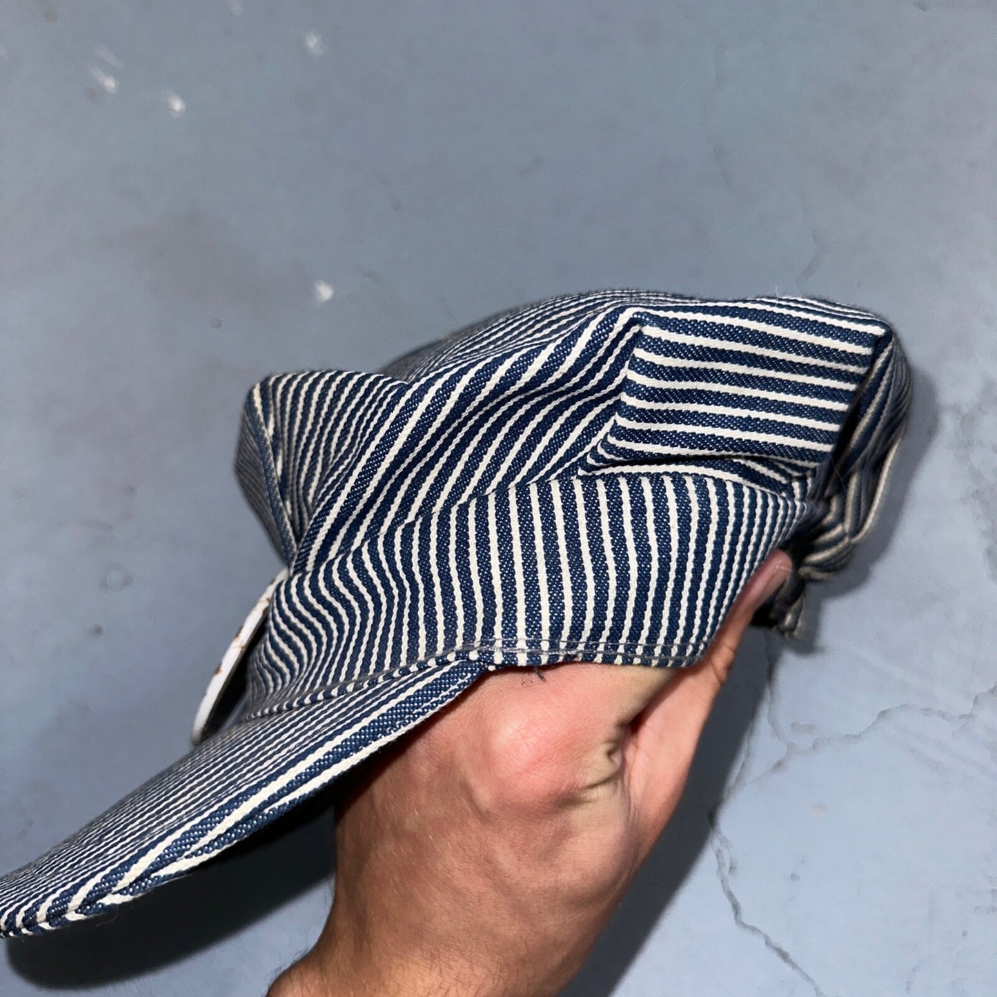 Conductor USA VTG Hat Cap Snapback Hat White Pinstripe XL Travel Cool Look Pin