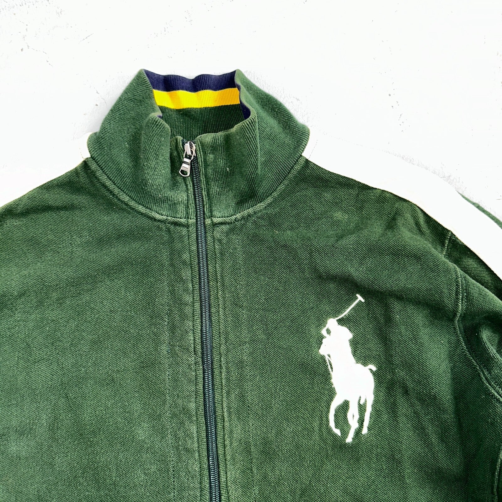 Polo Ralph Lauren VTG Track Jacket Mens Large Green Big Pony Cotton