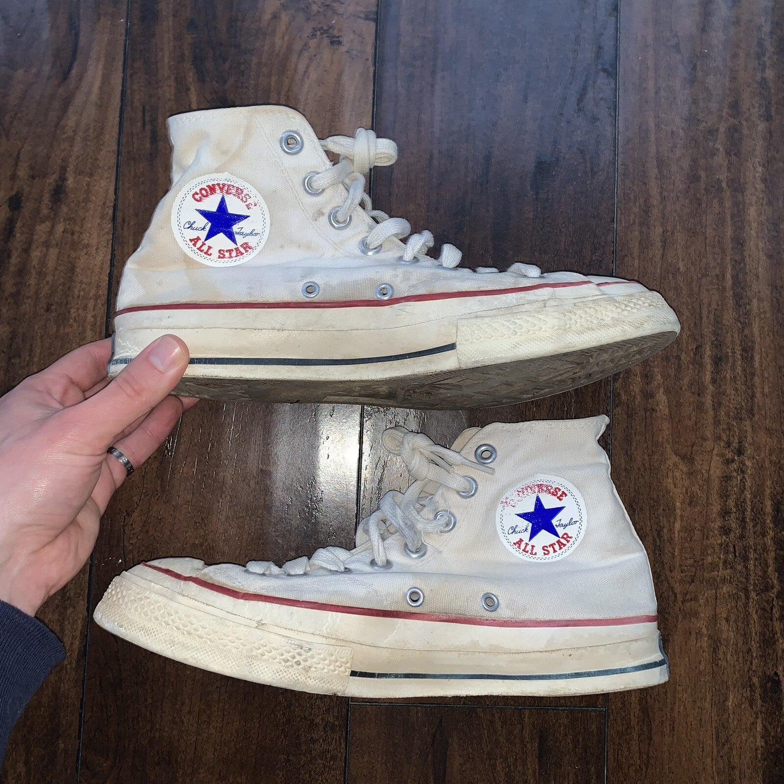Vintage 60s CONVERSE Chuck Taylor All Star Blue Label White 7 RARE Comfort USA