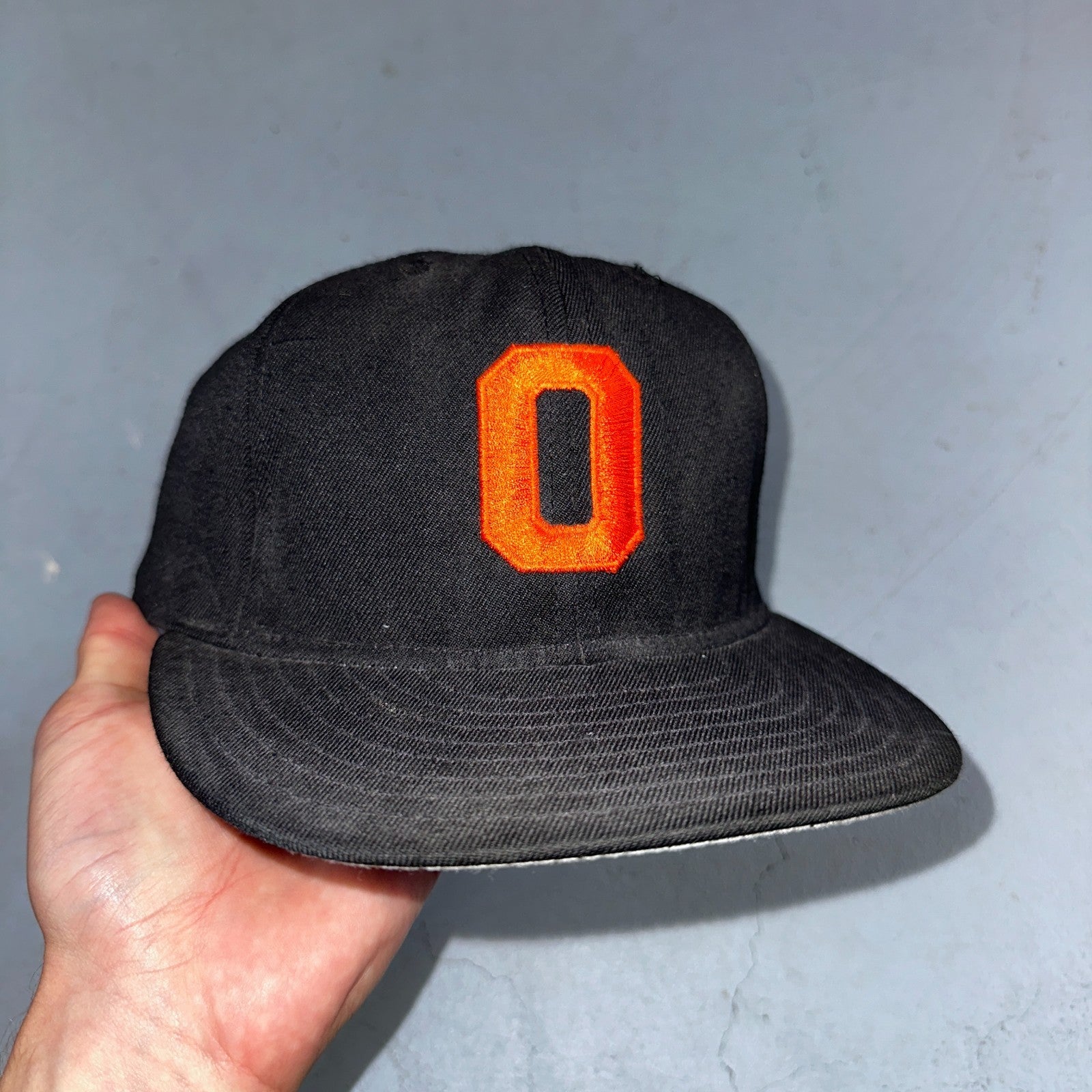 VTG Oregon State Beavers Hat Black Orange Fitted 7 3/8 USA Made OSU Classic Cap