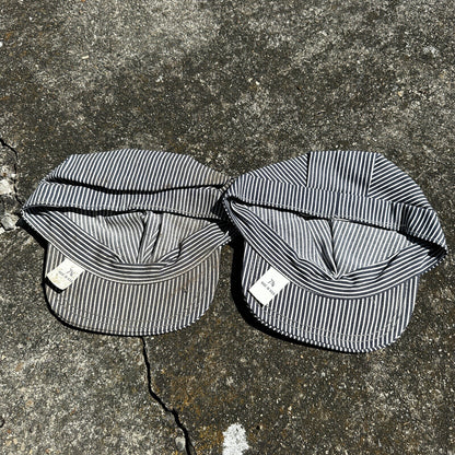 Railroad Engineer Striped Conductor Hat Cap Blue White Trucker 7 3/8 Rockabilly