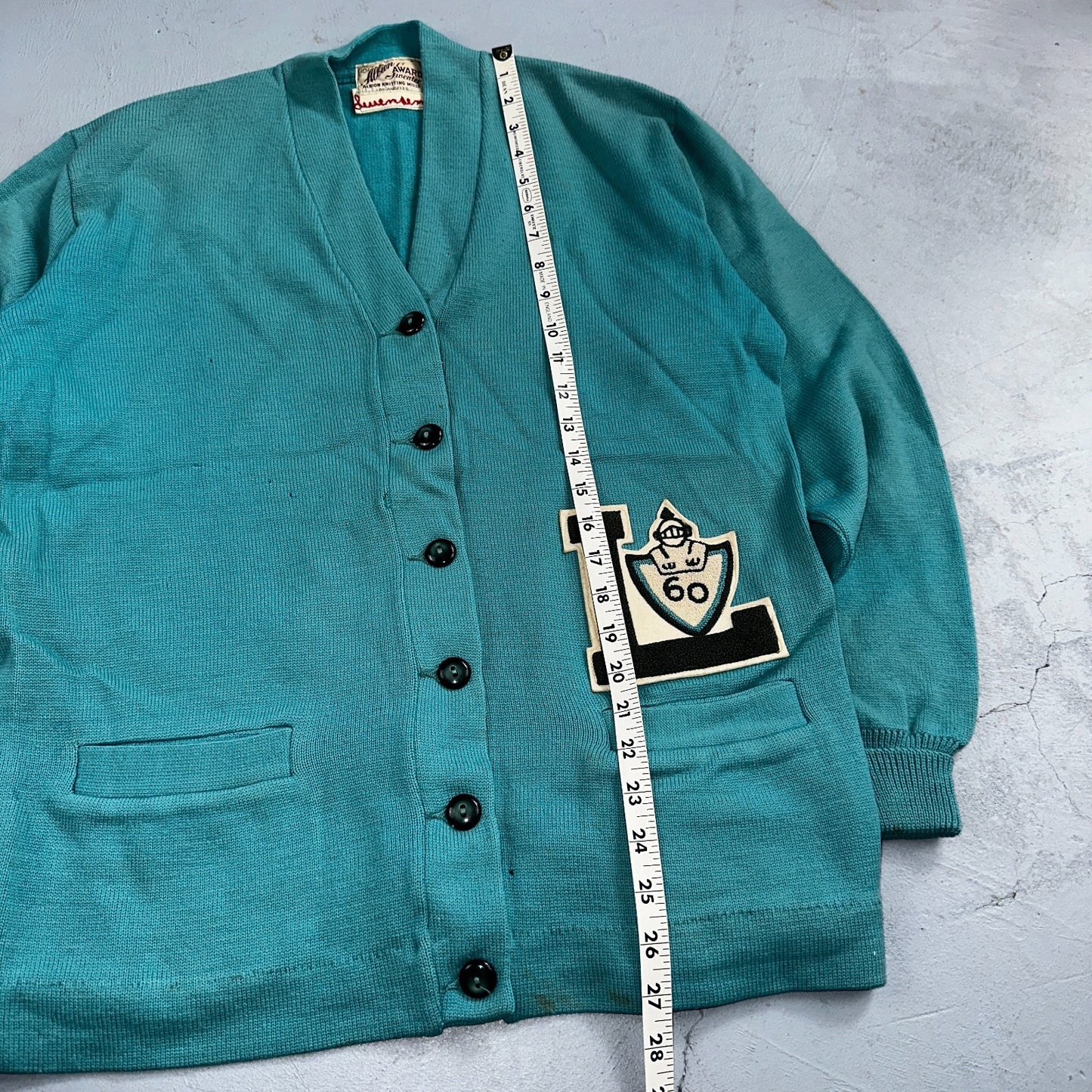 VTG Albion Award Sweater Varsity Letterman Button Cardigan Rockabilly UNC Knit