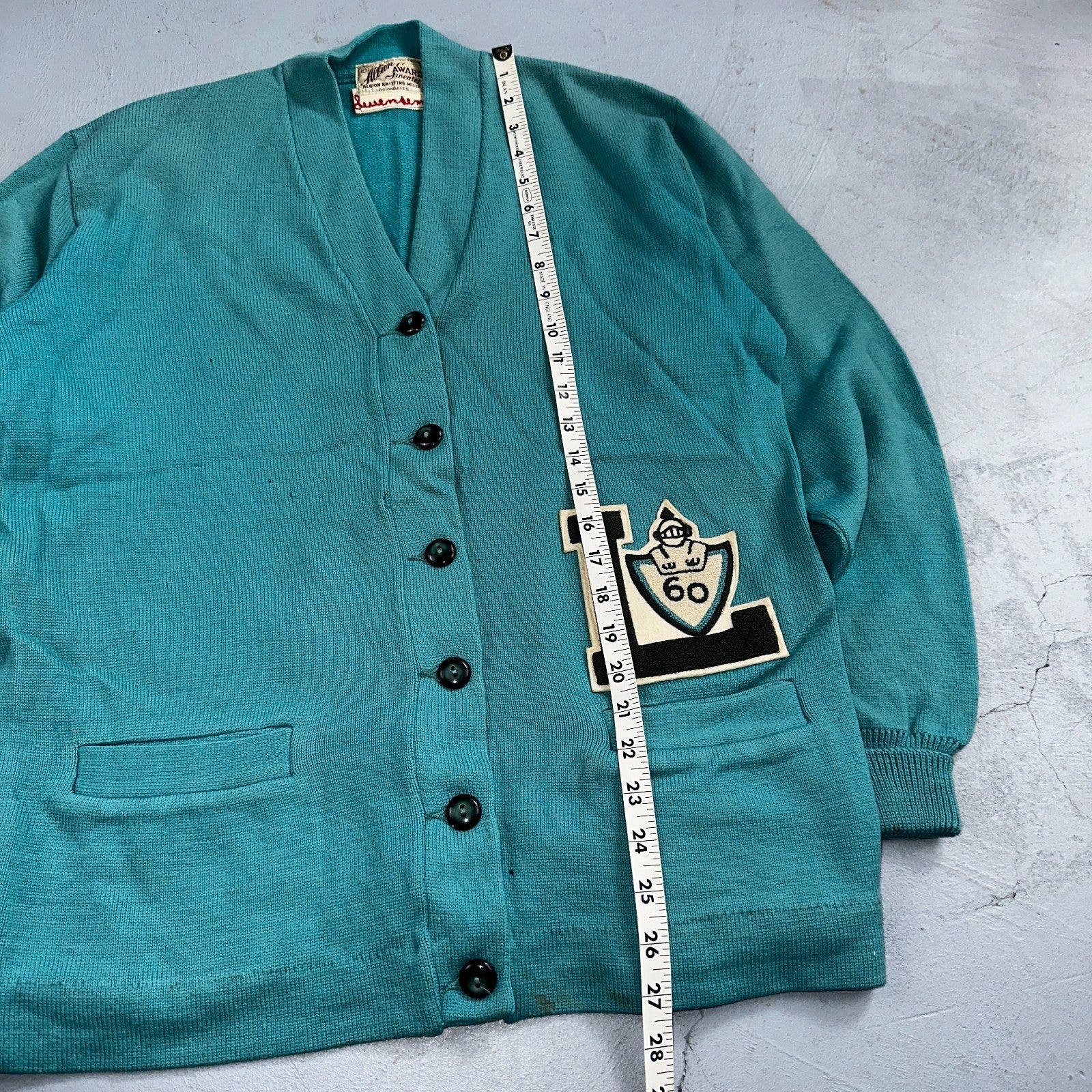 VTG Albion Award Sweater Varsity Letterman Button Cardigan Rockabilly UNC Knit