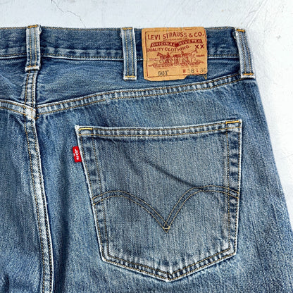 Levis 501 Vintage Y2K XX Straight Leg Jeans Blue Med Wash Paint 38x30 Act 38x29