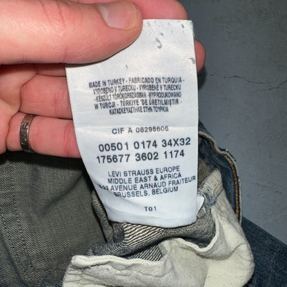 Levis 501 Vintage Y2K XX Straight Leg Jeans Blue Light Wash 34x32 Act 33x30