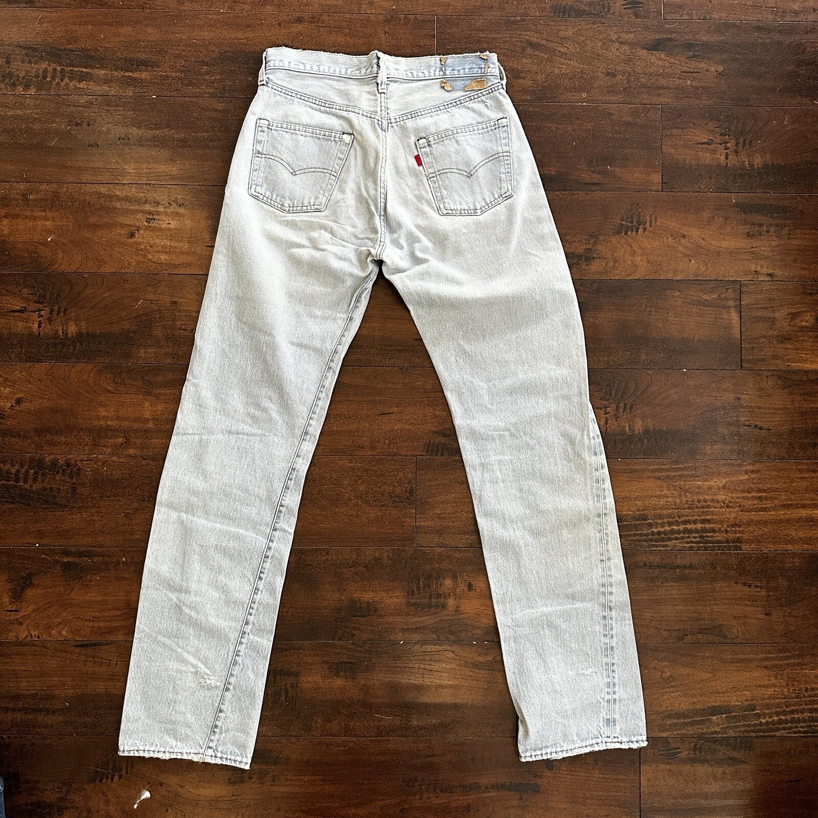 Levis Vintage 80s Redline Selvedge USA 501 Light Wash Blue Jeans 70s Act 29x33