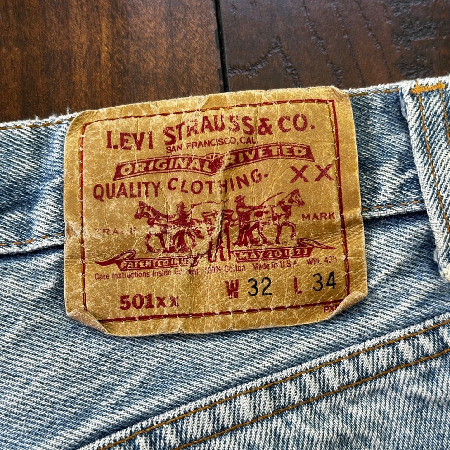 VTG 90s Levis 501 Button Fly 32x34 USA Tag Jeans Straight Wash Blue XX Act 29x29