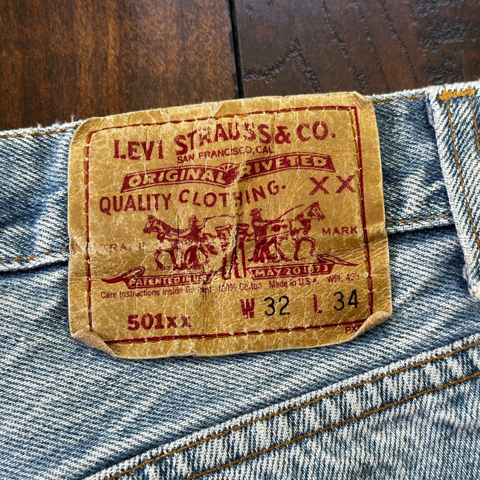 VTG 90s Levis 501 Button Fly 32x34 USA Tag Jeans Straight Wash Blue XX Act 29x29