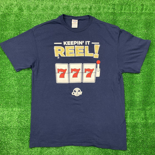 Keepin It Reel Casino Vintage T Shirt 777 Las Vegas Gambling Drinking Fun Adult 