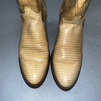 Acme Womens Vintage Brown Leather Western Stacked Heel Cowboy Boots Size 8C