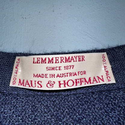 Lemmermayer Blue Sweater 100% Alpaca Cardigan Austria Maus & Hoffman Size 44 VTG