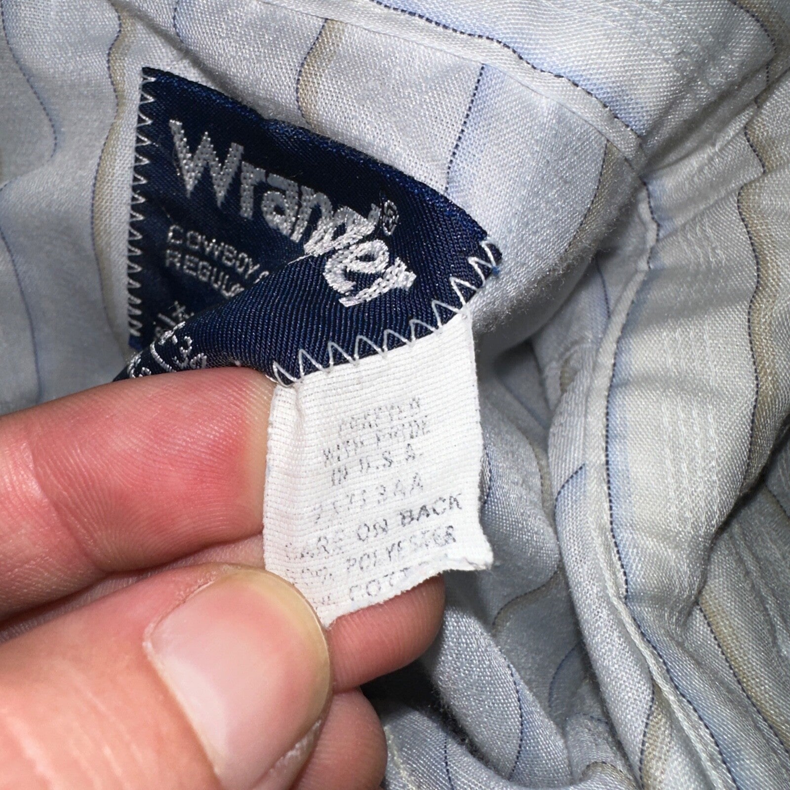 VTG Wrangler Shirt 16-34 Button USA PEARL SNAP Cowboy Cut X-Long Tail Stripe