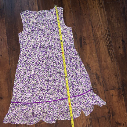 70s Women's Vintage House Dress Kaftan MuMu Shift Purple Floral 80s Hipster Cute