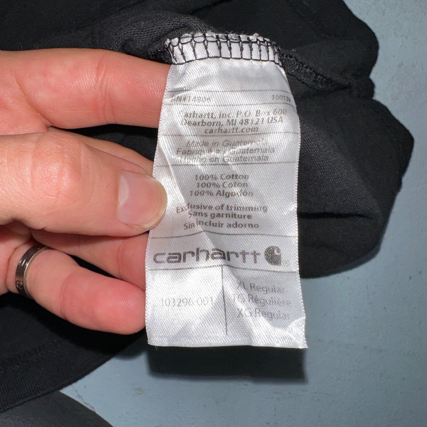 Carhartt 103296 Relaxed Fit Pocket T-Shirt Mens XL Black Thrashed Bleached Worn