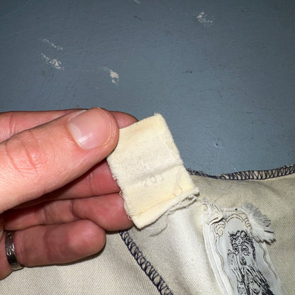 VTG 70s Kennington Cool Breeze Bird Linen Beach Shirt Sheer Unisex Stained