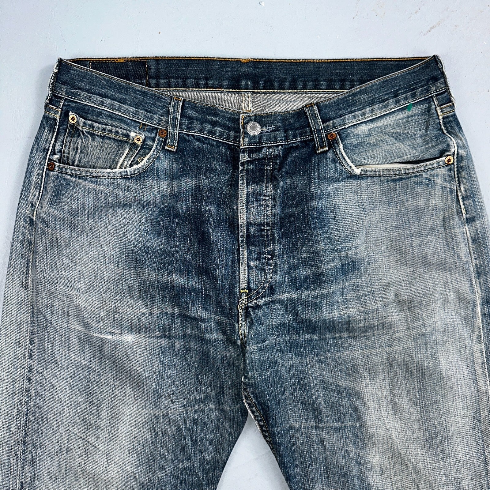Levis 501 Vintage Y2K XX Straight Leg Jeans Blue Crazy Wash 36x34 Act 34x31