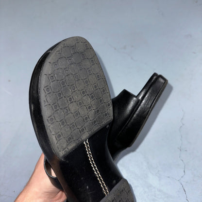 Cherokee Sandals Womens 8.5 Thong Black Leather Toe-Post Casual Comfort VTG Y2K