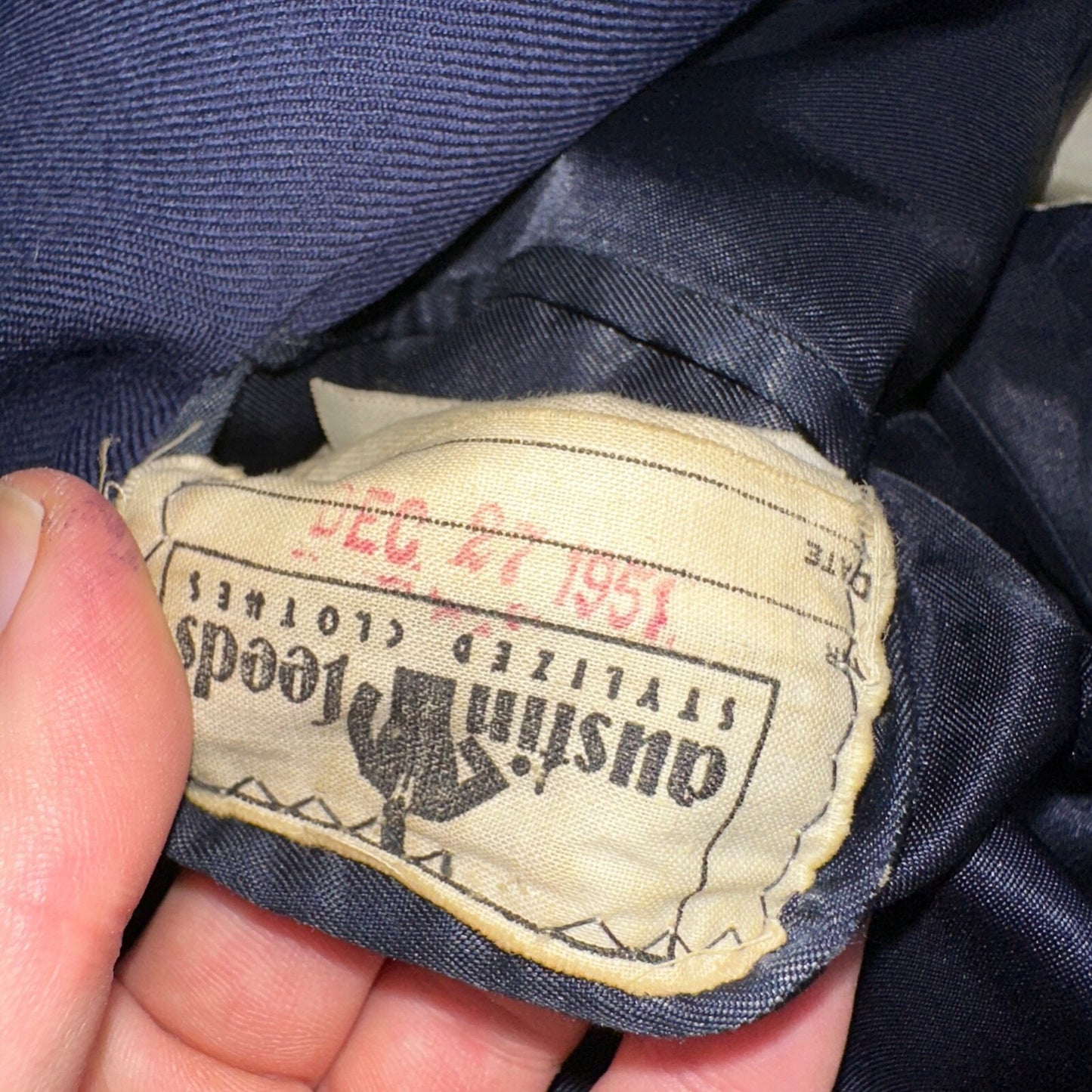 VTG Mens 2 PC Suit 42 Jacket Coat Pants Blue Rockabilly 1950s Thrashed Ripped