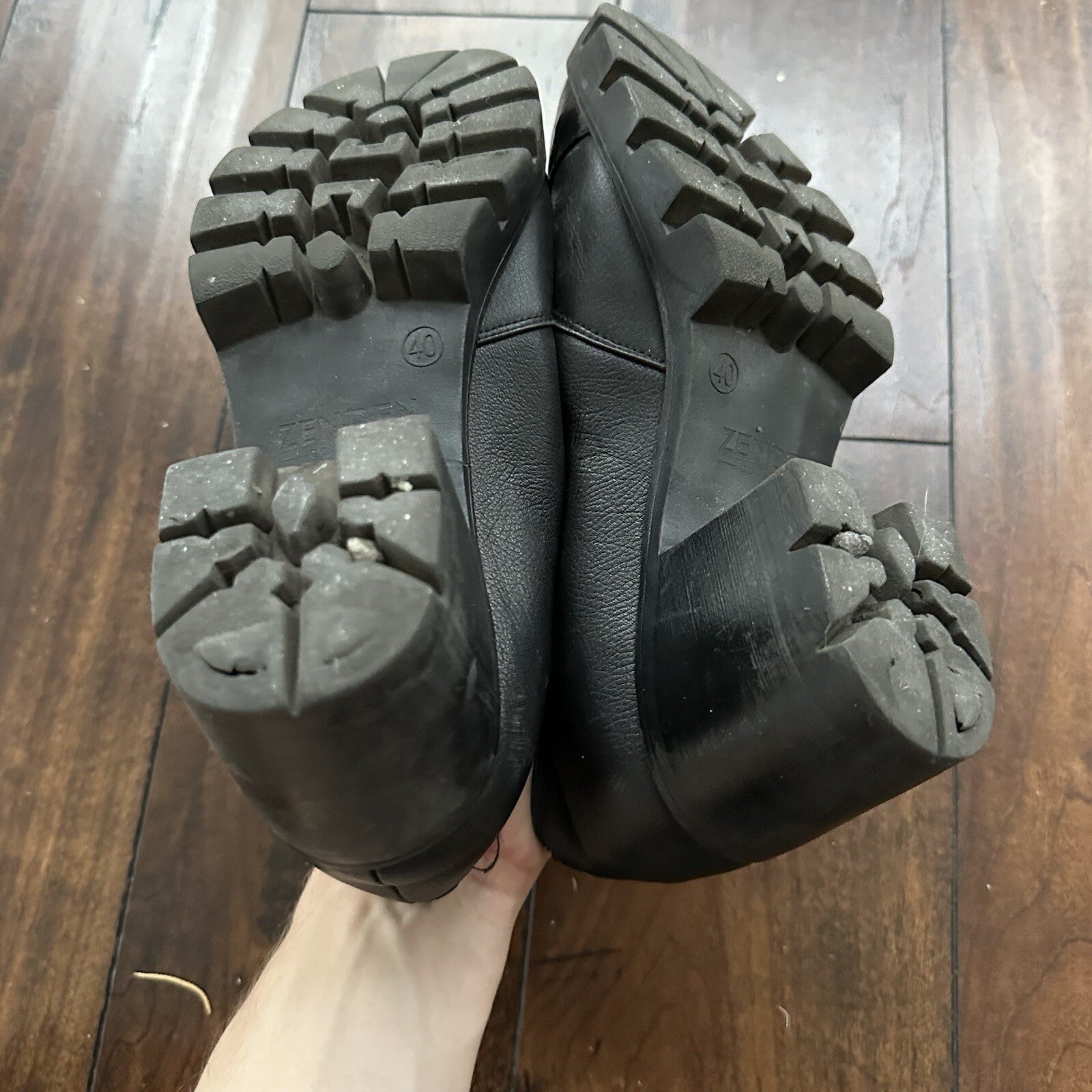 Zenden Genuine Leather Black Up Shoes 40 Euro Vtg Y2K Heels Mules Summer Dress