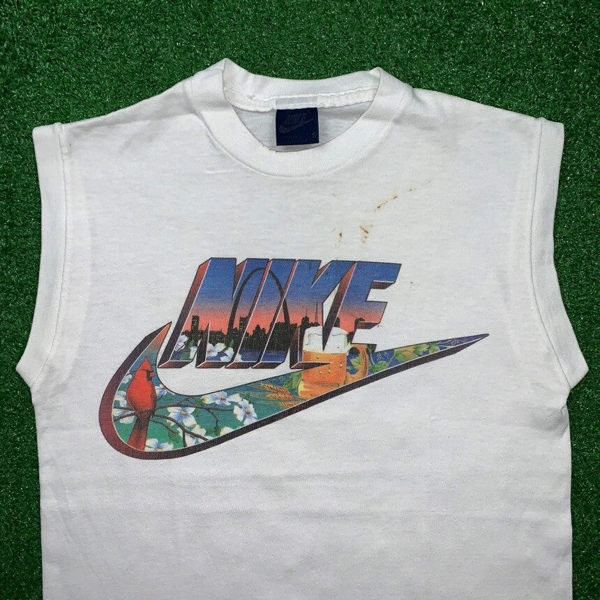 Vintage Nike 80s St Louis Swoosh City Series T Shirt USA Rare Tank Small
