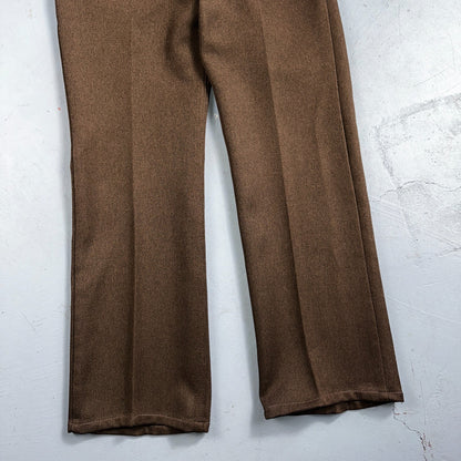 Levis 70s USA 517 36x31 Bootcut Pants Brown Polyester Slacks Vintage 35x30
