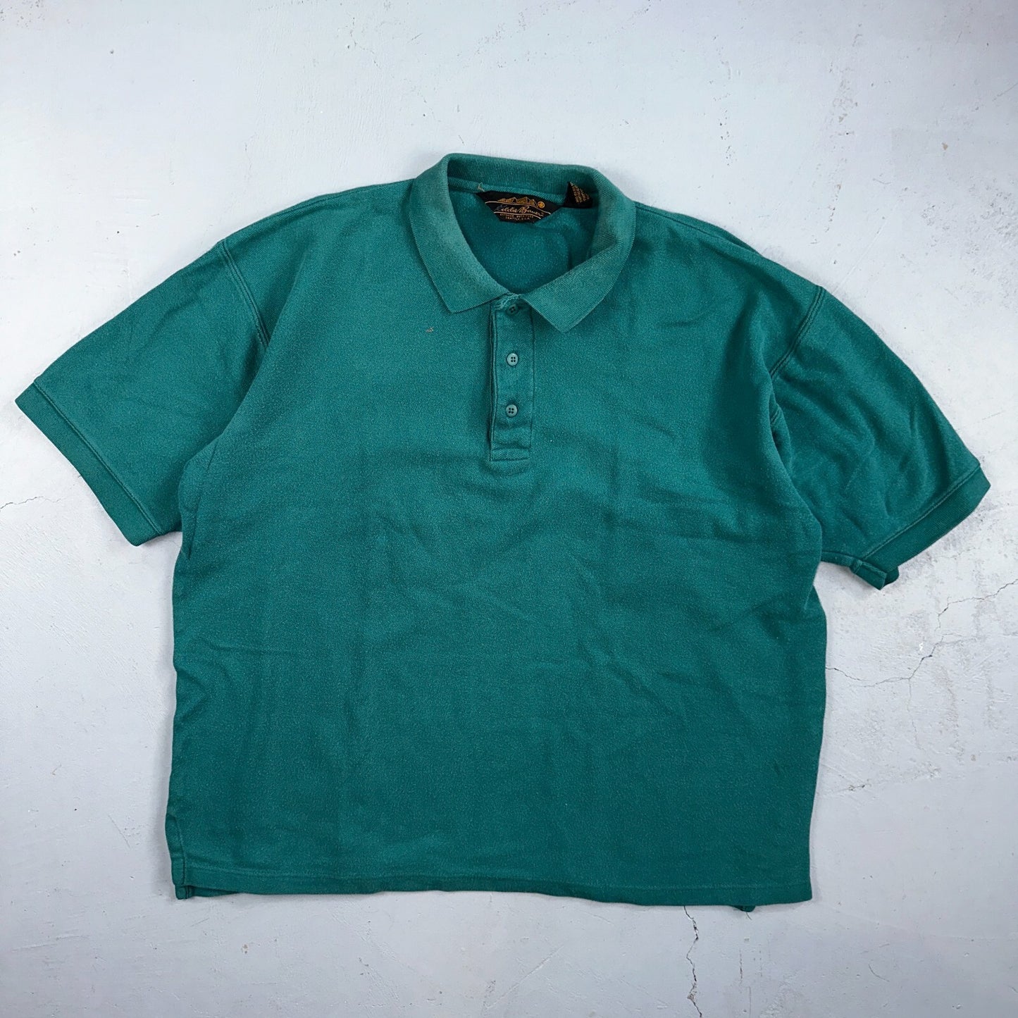 Eddie Bauer Vintage Polo Shirt Mens XL Green Collar Classic Preppy Knit 90s