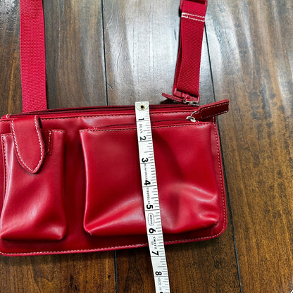 Women’s Crossbody Bag Medium Pockets Purse RED Color VTG 1980s 80s