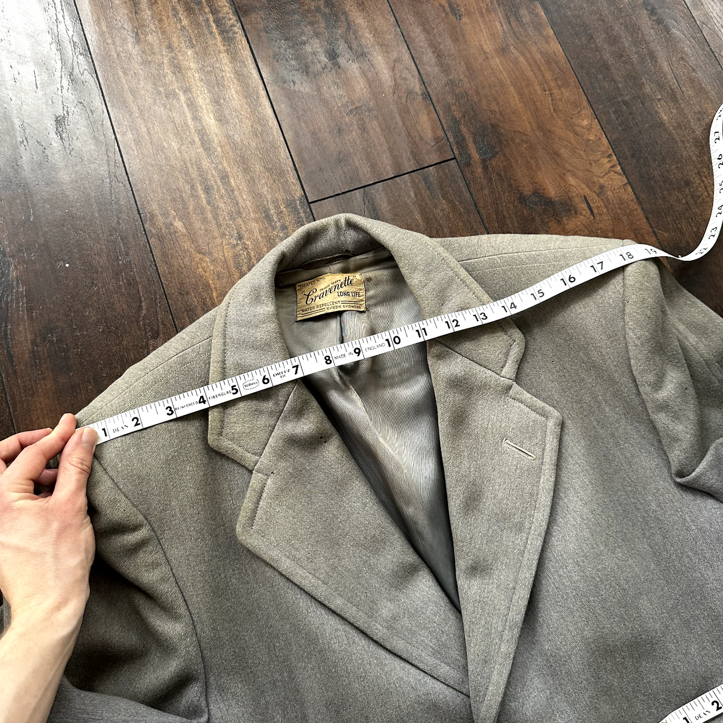 VTG 30s 40s Cravenette Gray Wool Long Trench Coat Sz 40 Long Pennys WWII era USE