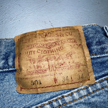 Levis 501 Vintage 90s Mexico Straight Leg Jeans 34x34 Y2K Light Wash Act 31x30