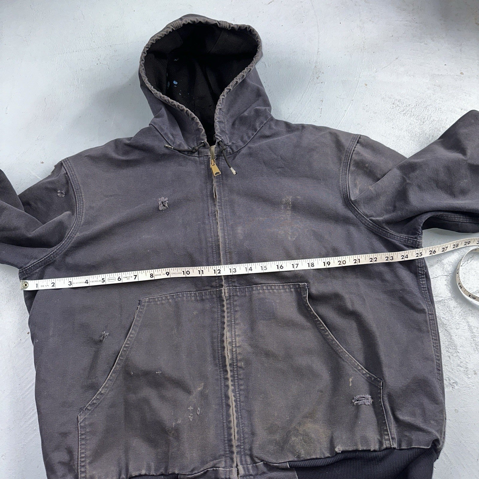 Carhartt Jacket VTG Mens Large Purple Hooded Distressed Bomber J208 MDT Thrashed