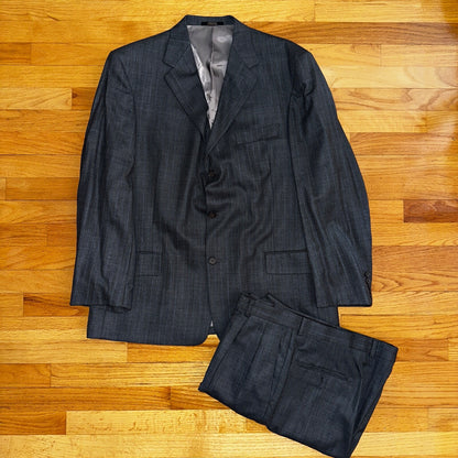 Hart Schaffner Marx Suit Mens 44L Gray Subtle Stripe Zignone USA Dillards 38x29