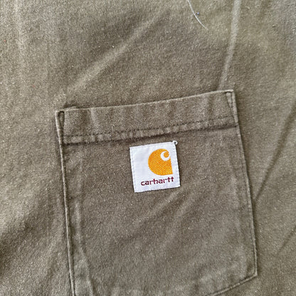 Carhartt Pocket VTG Style T Shirt Workwear Classic Basic Travis Scott Olive