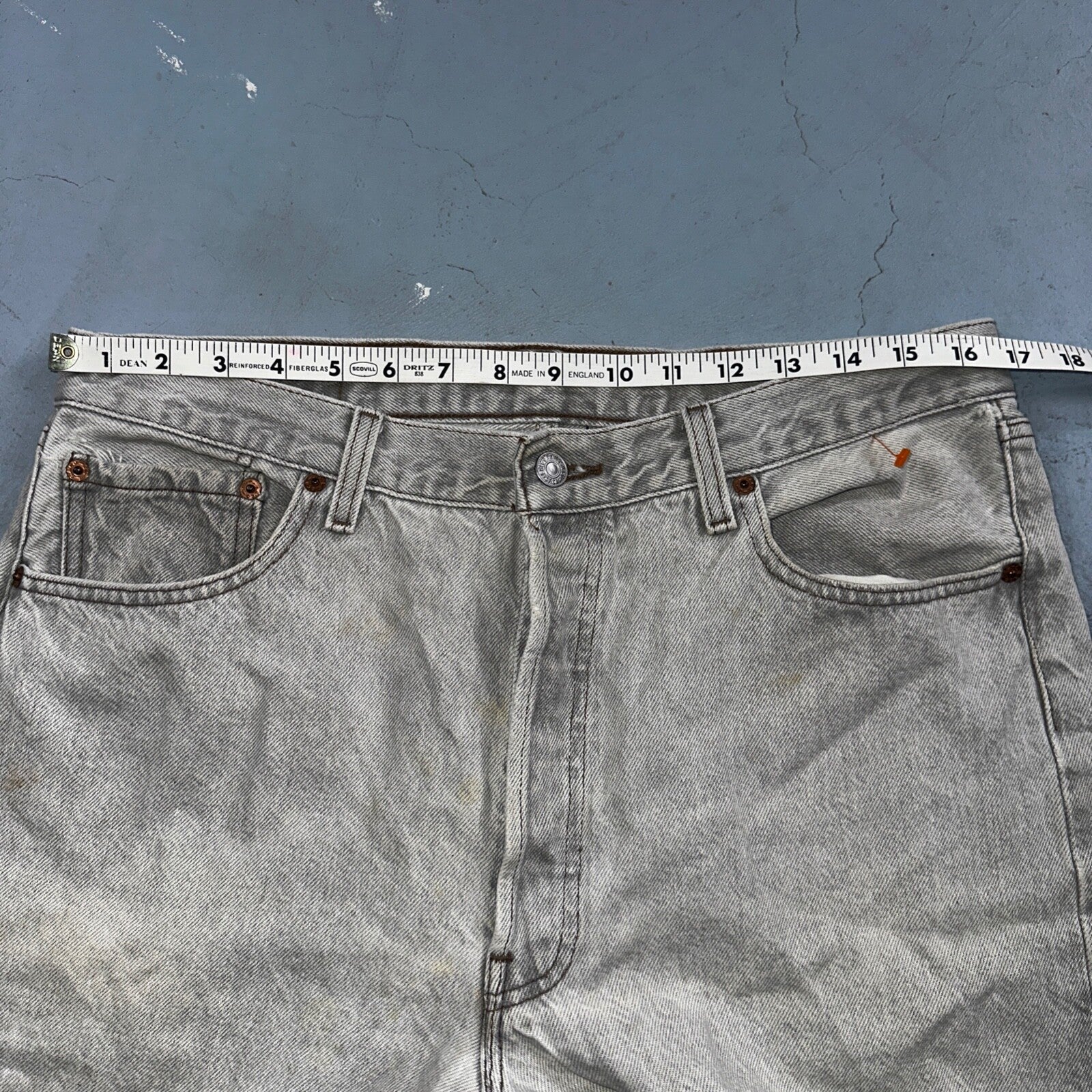 Levis 501 Vintage 90s USA XX Straight Leg Jeans Gray Light Wash 36x32 Act 33x30