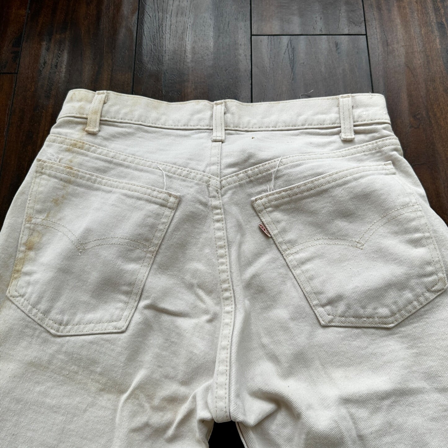 Vintage 80s Levis 501 USA 30x24 Tag Jeans 80s White Bleach Wash Act Worn Capri